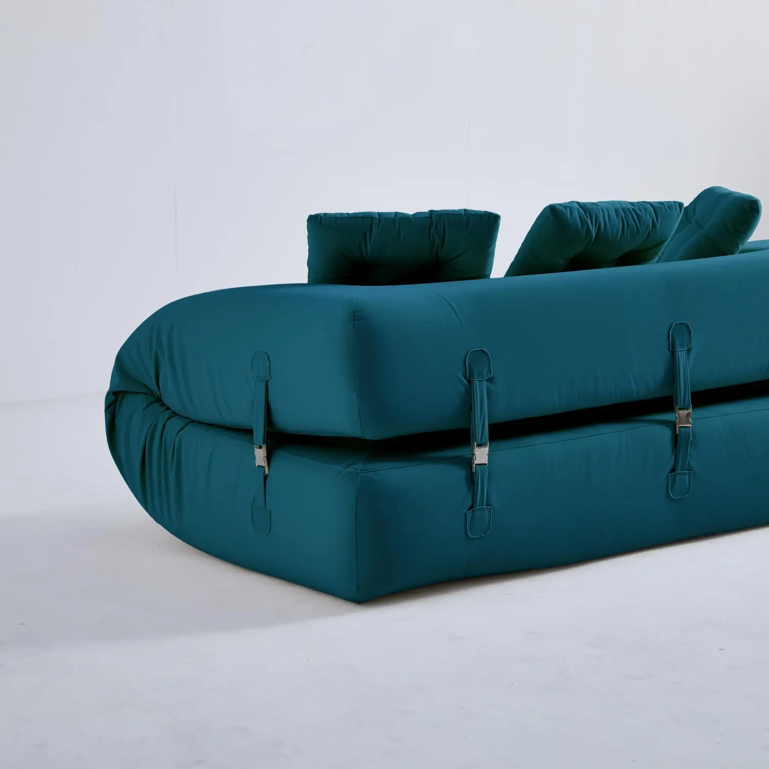 Modern Velvet Convertible Floor Sofa Bed - Blue